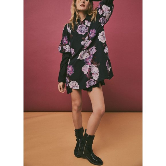 🎉LAST CHANCE🎉 FREE PEOPLE Maye Poplin Tunic / Midnight Combo - Picture 5 of 7